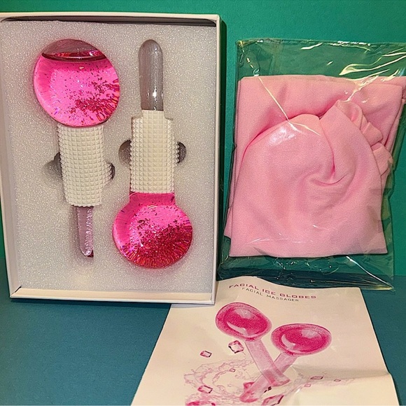 NIB Facial Ice Globes – Pink Glass Cryo Massage Tools - Picture 4 of 5